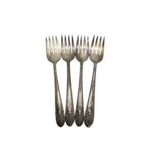 Radiance 1939 Crown Silverplate Salad Forks 6" International Silver Lot of 4 VTG